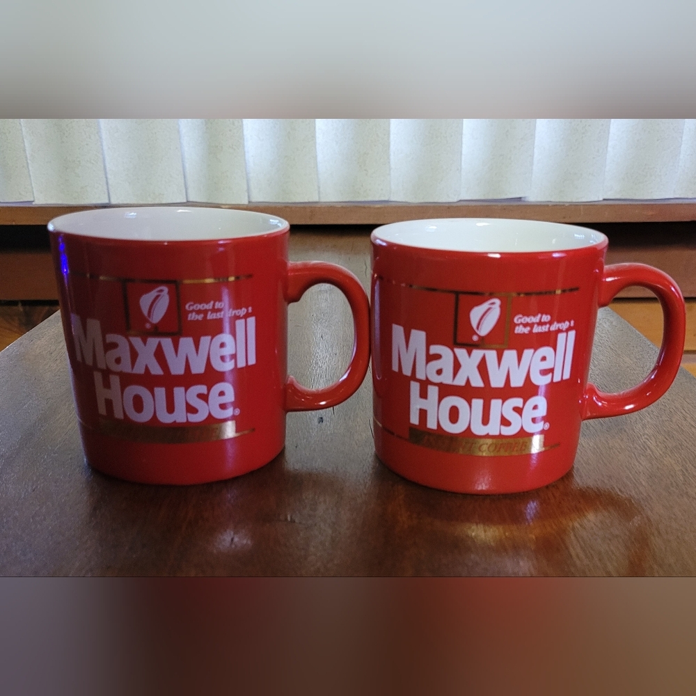 Pair Of Red Maxwell House Coffee Mug (112)